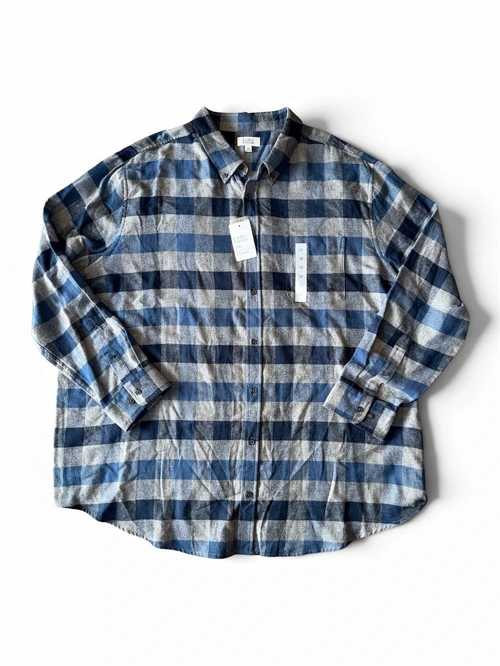 Croft & Barrow The Extra-Soft Flannel Shirt Plaid Blue & Gray 3XB